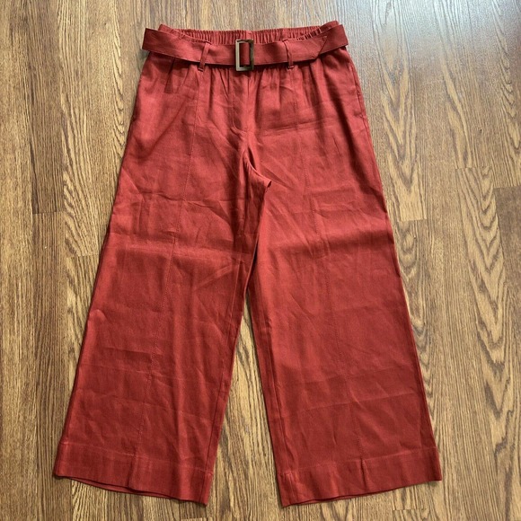 J. Jill Pants - J. Jill Pants Small Pottery Orange Jenna Wide Leg Crop Belted Pockets